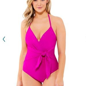 APT 9 Knot front surplice swim plus size